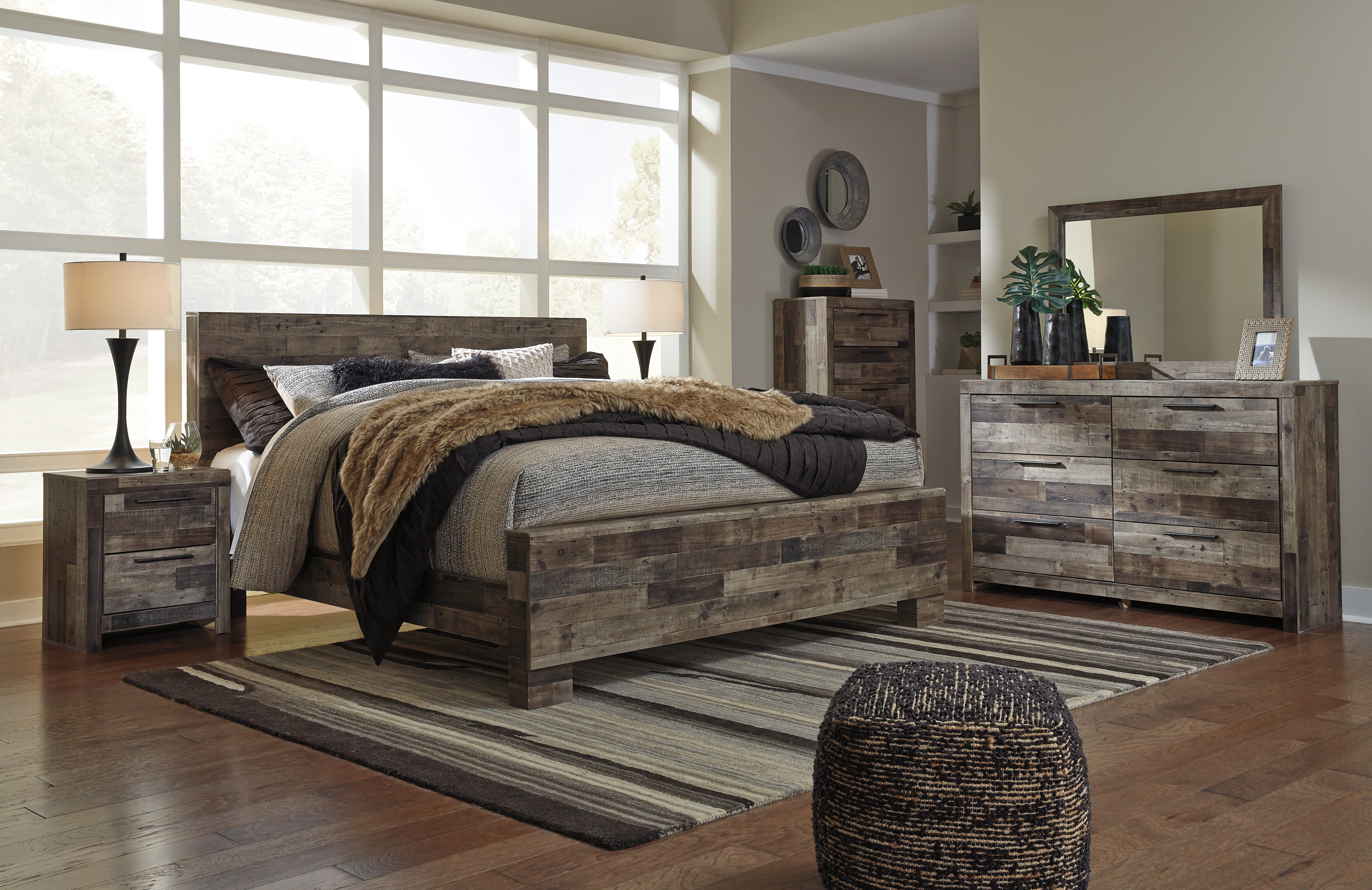 Derekson Multi Gray Panel Bedroom Set - SET | B200-56 | B200-58 | B200-97 | B200-31 | B200-36 | B200-92 - Bien Home Furniture &amp; Electronics