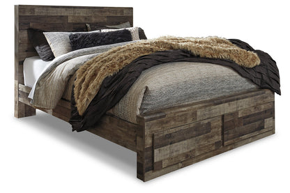 Derekson Multi Gray Queen Panel Bed with 2 Storage Drawers - SET | B100-13 | B200-57 | B200-54S | B200-95 - Bien Home Furniture &amp; Electronics