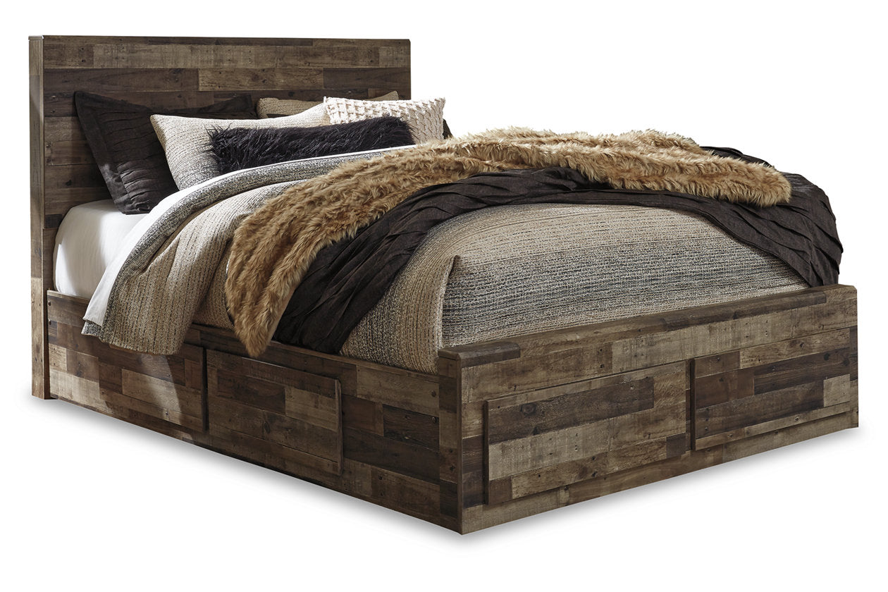 Derekson Multi Gray Queen Panel Bed with 6 Storage Drawers - SET | B100-13 | B200-57 | B200-54S | B200-60(2) - Bien Home Furniture &amp; Electronics