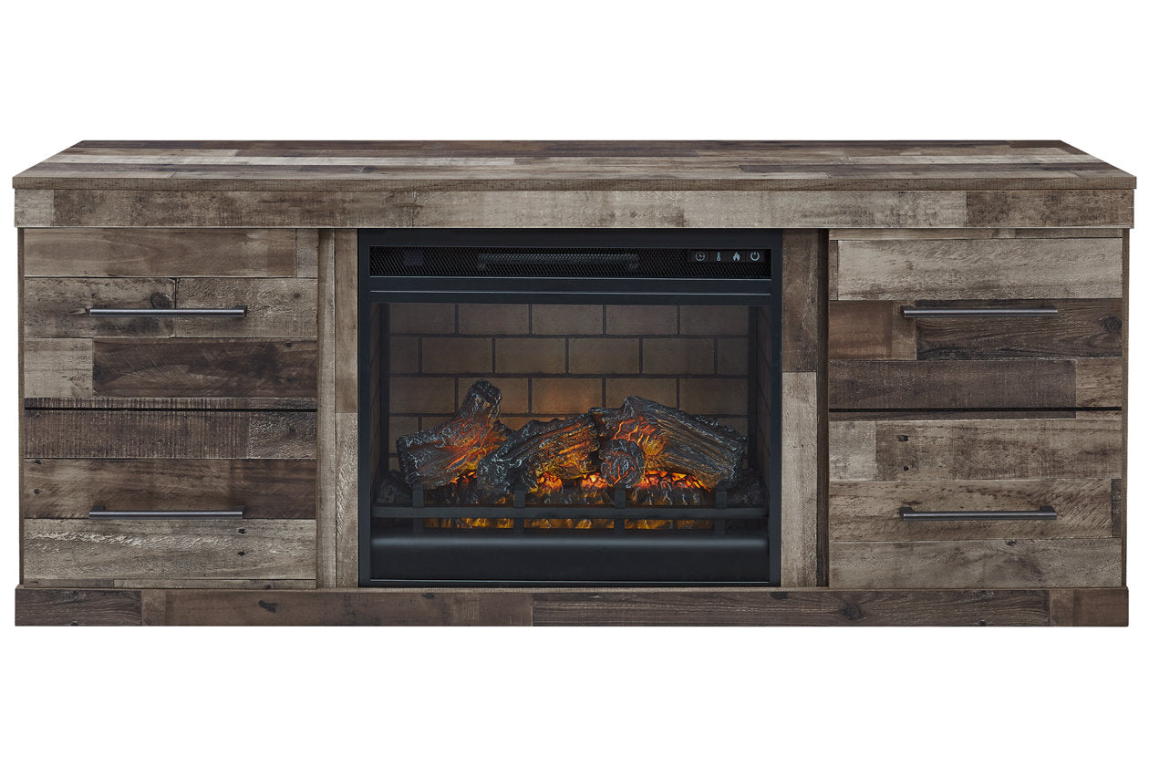 Derekson Multi Gray TV Stand with Electric Fireplace - SET | EW0200-268 | W100-101 - Bien Home Furniture &amp; Electronics