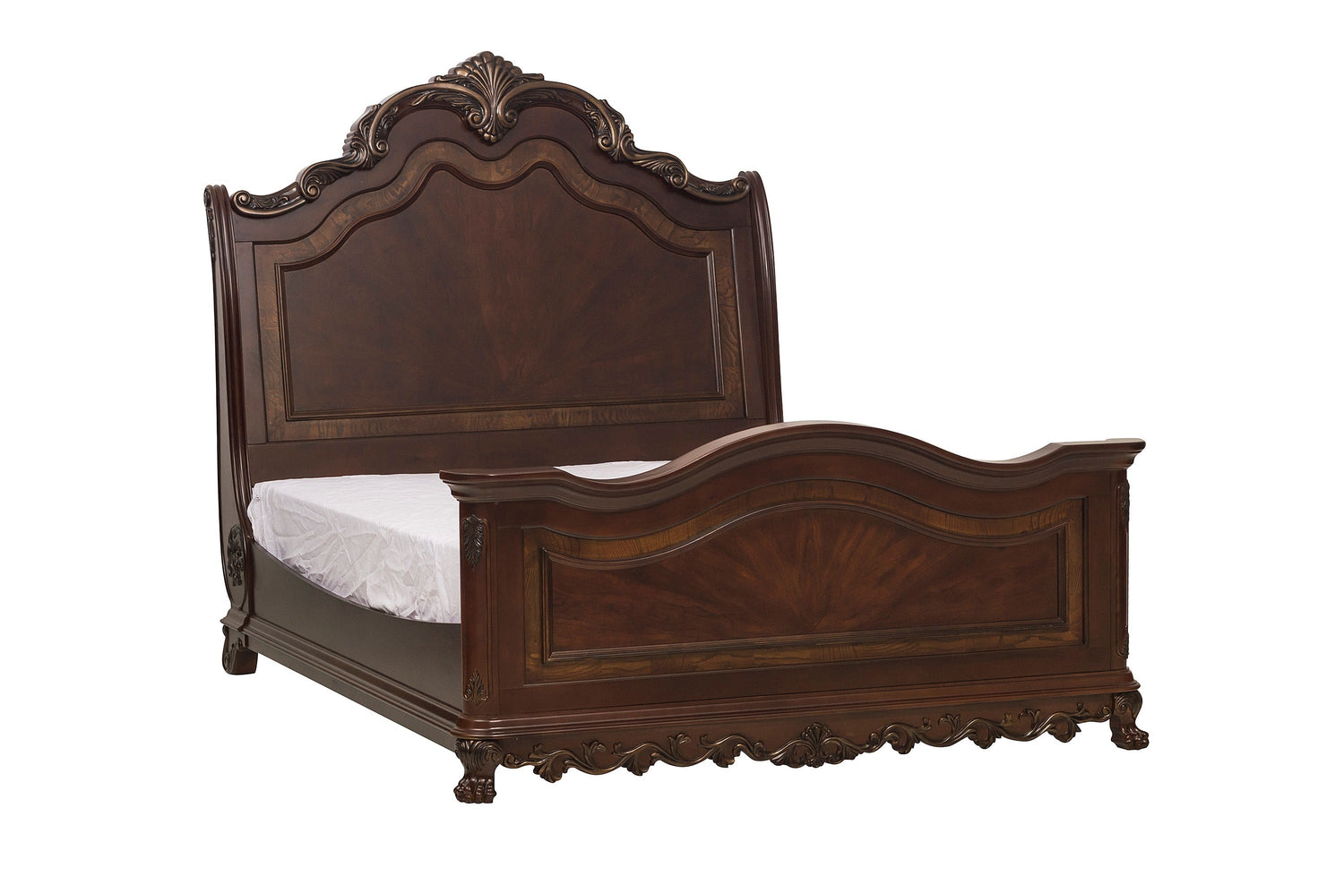 Deryn Park Cherry Queen Sleigh Bed - SET | 2243SL-1 | 2243SL-2 | 2243SL-3 - Bien Home Furniture &amp; Electronics
