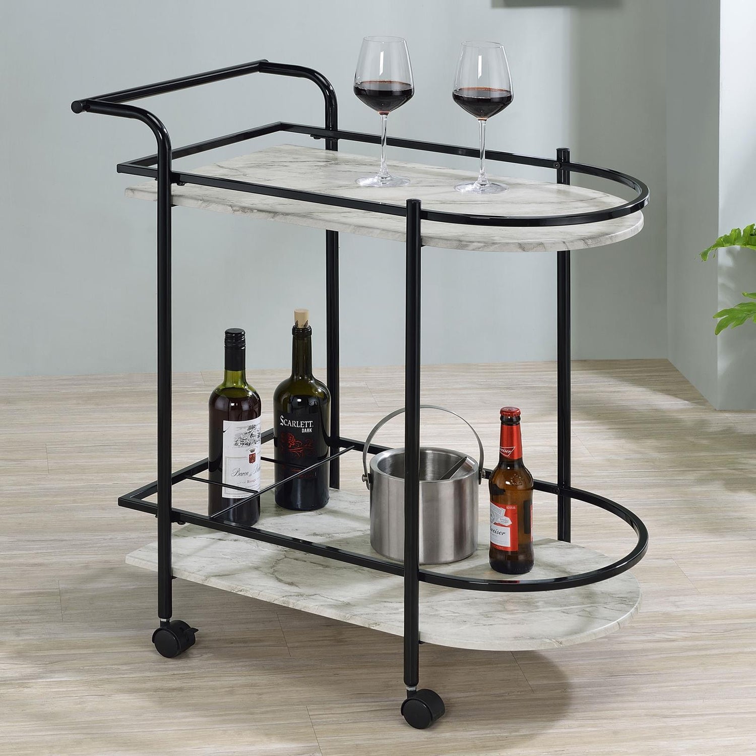 Desiree Black Rack Bar Cart with Casters - 181376 - Bien Home Furniture &amp; Electronics