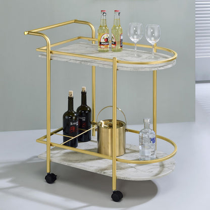 Desiree Gold Rack Bar Cart with Casters - 181377 - Bien Home Furniture &amp; Electronics