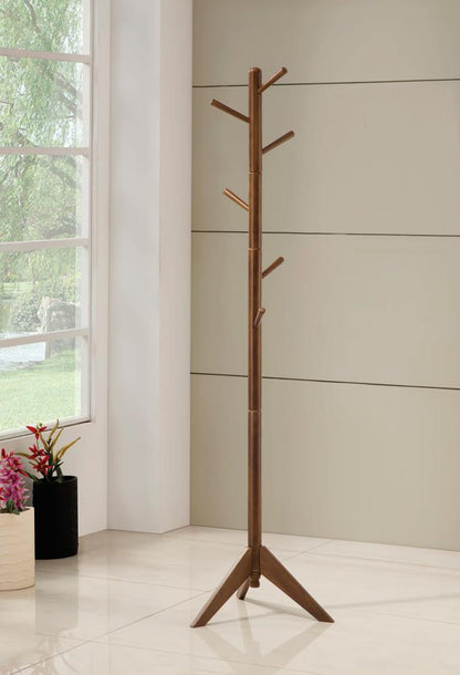 Devlin Walnut Coat Rack with 6 Hooks - 900633 - Bien Home Furniture &amp; Electronics