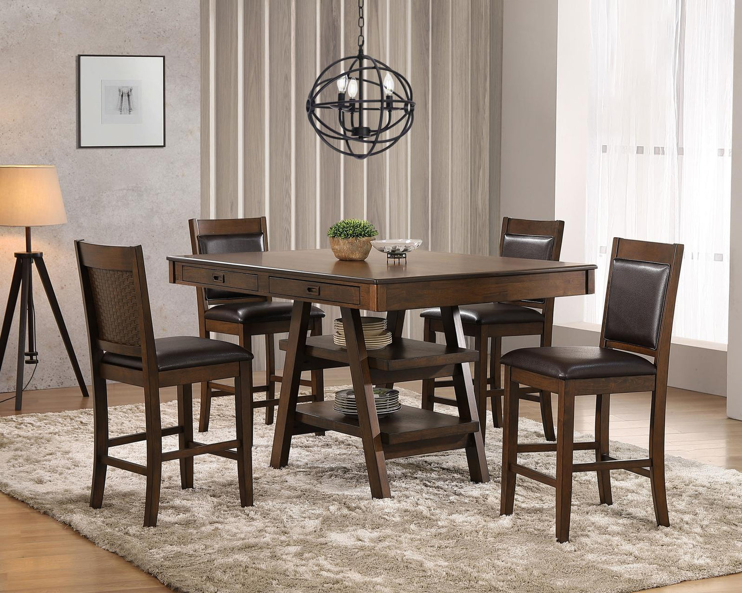 Dewey 5-Piece Rectangular Dining Set Brown/Walnut - 115208-S5 - Bien Home Furniture &amp; Electronics