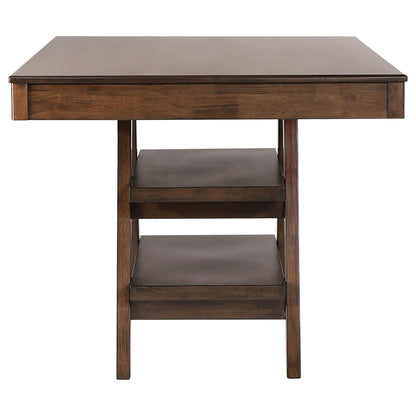 Dewey Walnut 2-Drawer Counter Height Table with Open Shelves - 115208 - Bien Home Furniture &amp; Electronics