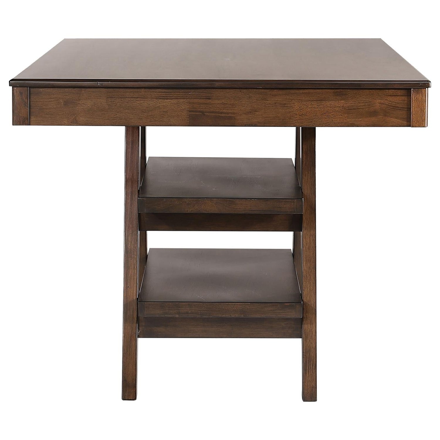 Dewey Walnut 2-Drawer Counter Height Table with Open Shelves - 115208 - Bien Home Furniture &amp; Electronics