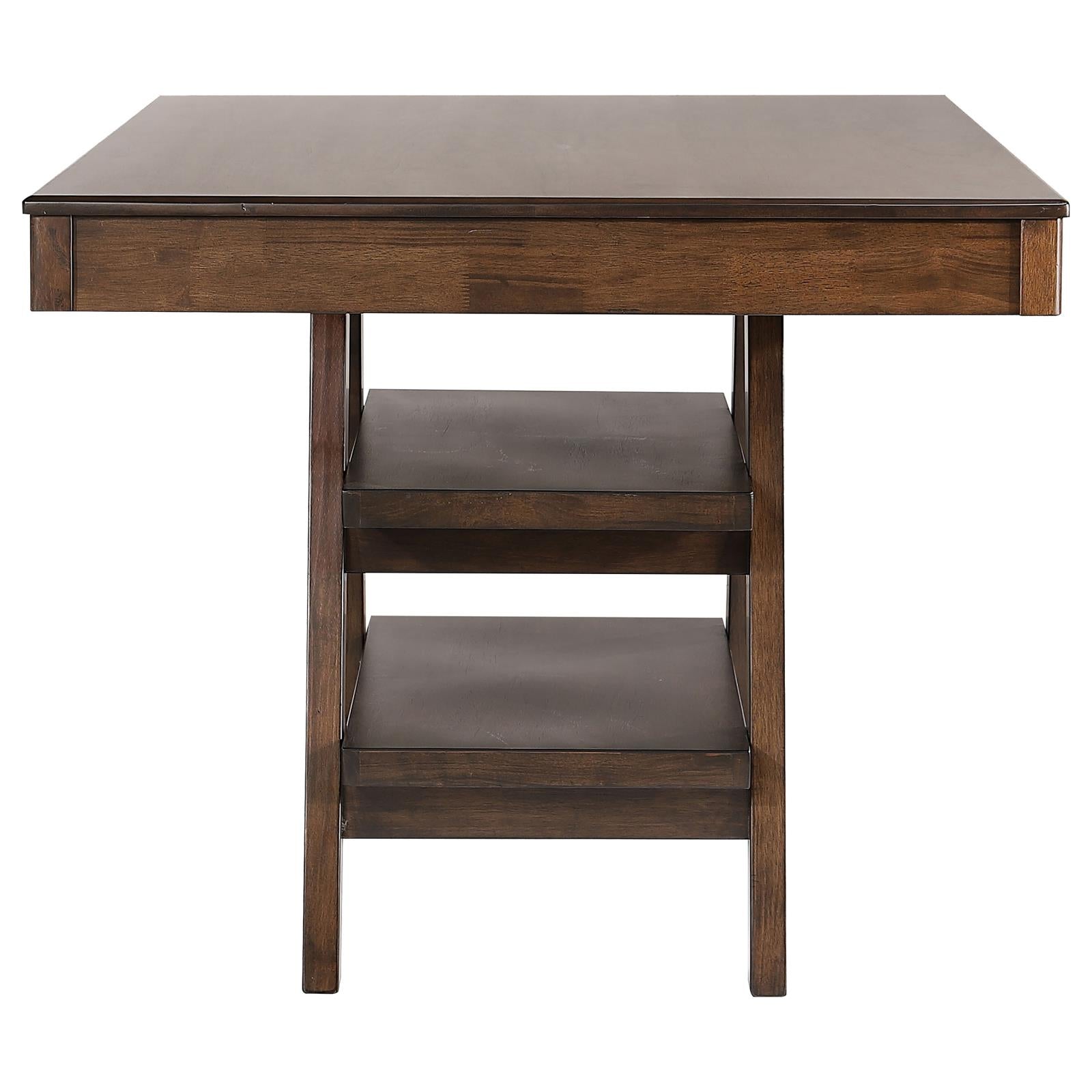 Dewey Walnut 2-Drawer Counter Height Table with Open Shelves - 115208 - Bien Home Furniture &amp; Electronics