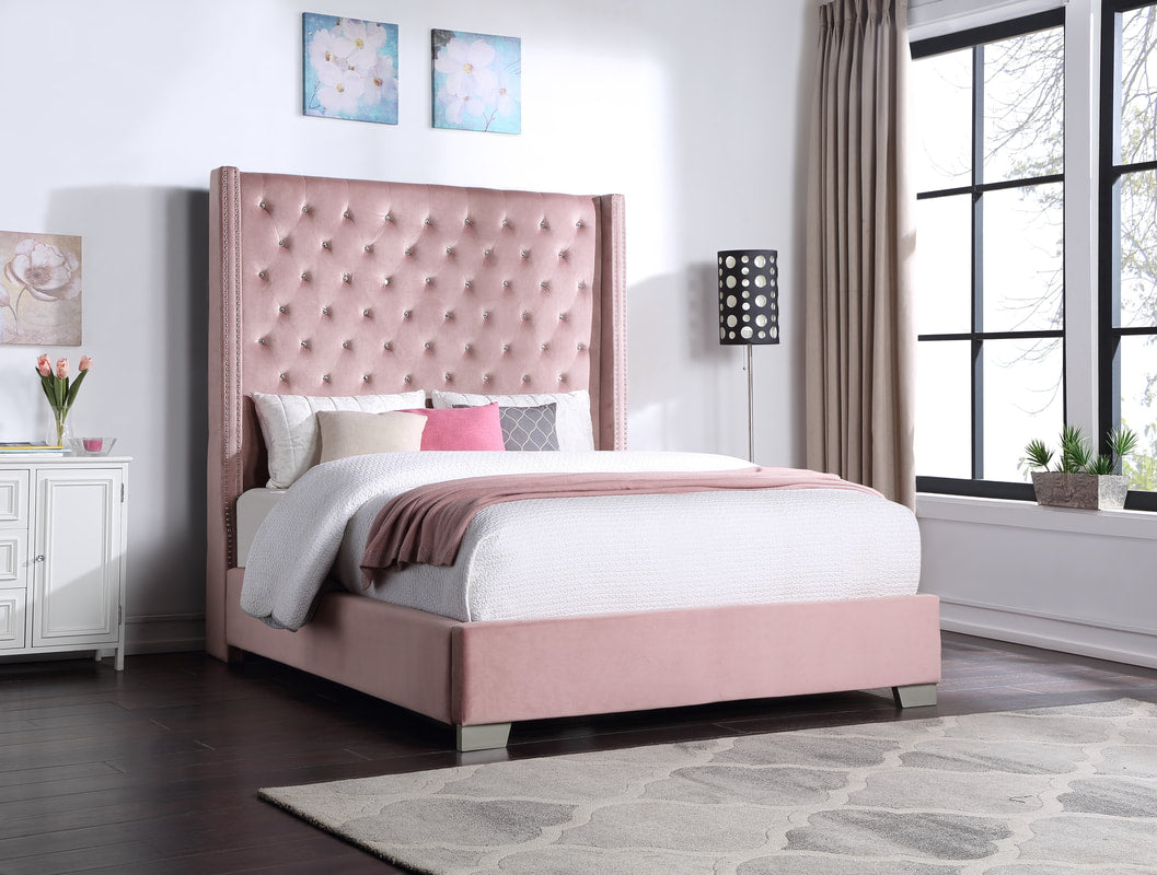 Diamond Tufted Pink 6FT King Bed - HH321 Bed King - Bien Home Furniture &amp; Electronics