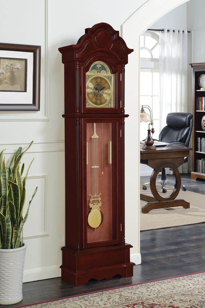 Diggory Brown Red/Clear Grandfather Clock - 900749 - Bien Home Furniture &amp; Electronics