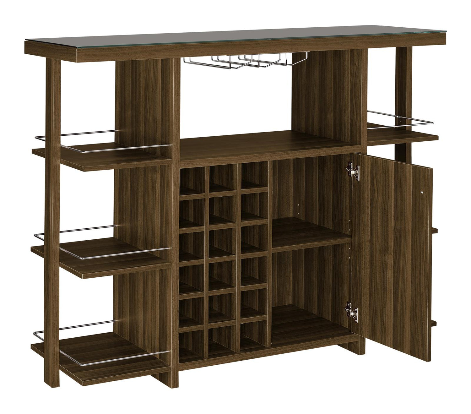 Diggs Walnut Bar Unit with Wine Bottle Storage - 100439 - Bien Home Furniture &amp; Electronics