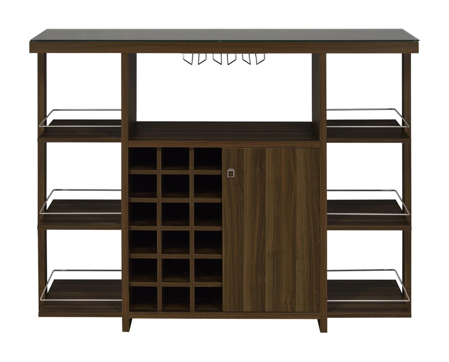 Diggs Walnut Bar Unit with Wine Bottle Storage - 100439 - Bien Home Furniture &amp; Electronics