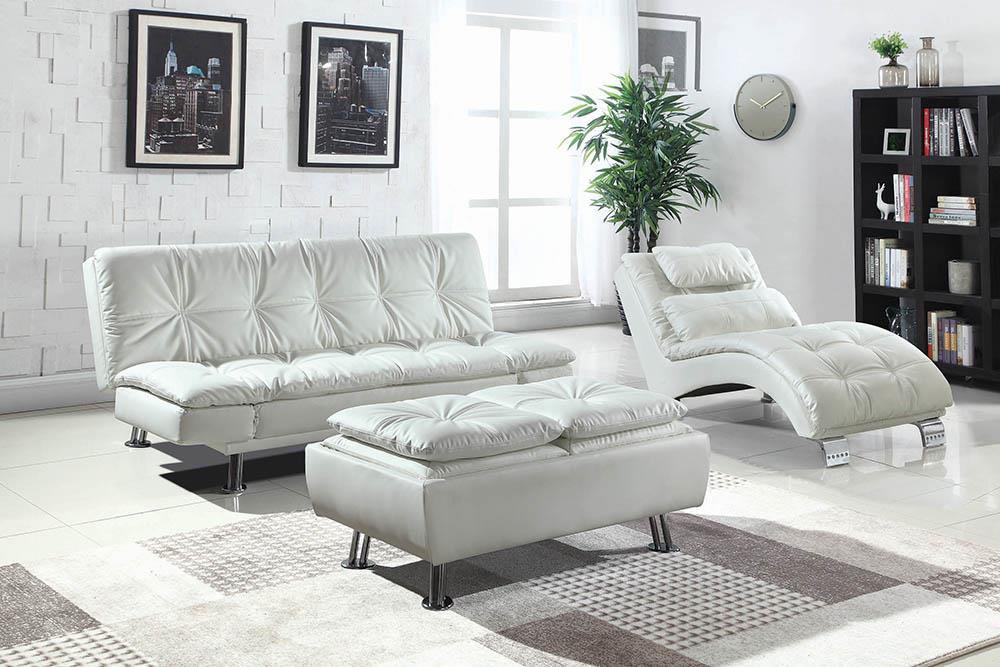 Dilleston White Upholstered Chaise - 550078 - Bien Home Furniture &amp; Electronics
