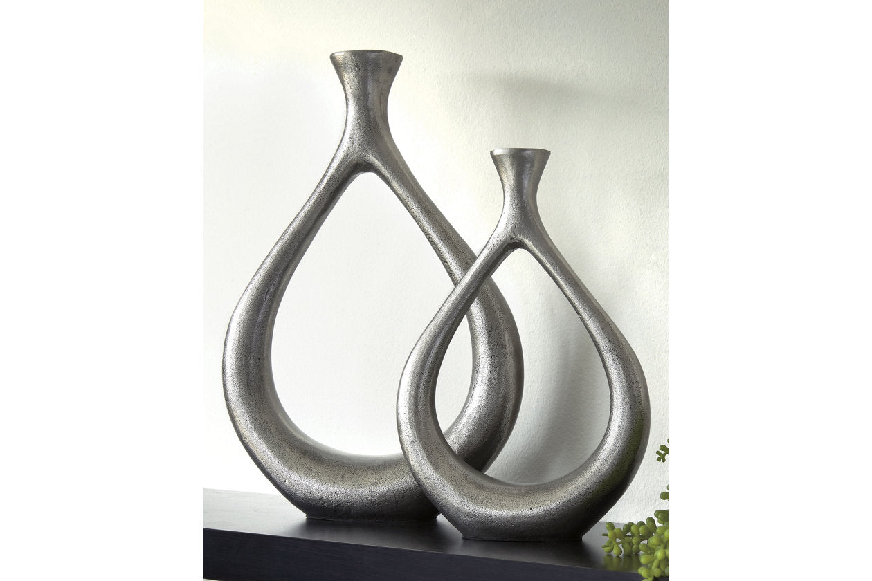 Dimaia Antique Silver Finish Vase, Set of 2 - A2000348 - Bien Home Furniture &amp; Electronics