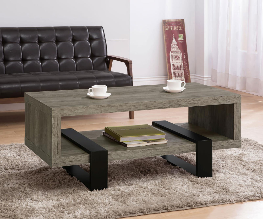 Dinard Gray Driftwood Coffee Table with Shelf - 720878 - Bien Home Furniture &amp; Electronics