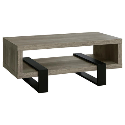 Dinard Gray Driftwood Coffee Table with Shelf - 720878 - Bien Home Furniture &amp; Electronics