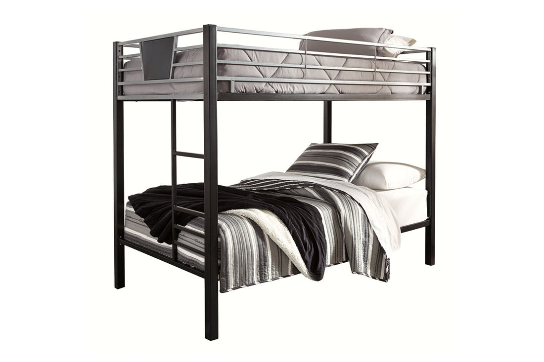Dinsmore Black/Gray Twin over Twin Bunk Bed with Ladder - B106-59 - Bien Home Furniture &amp; Electronics