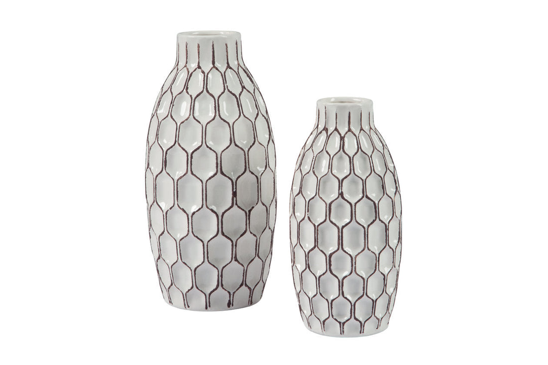 Dionna White Vase, Set of 2 - A2000329 - Bien Home Furniture &amp; Electronics