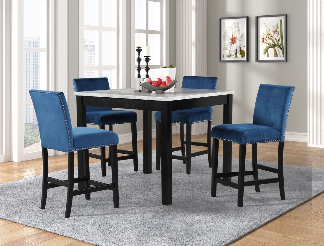 Dior - Blue Pub Table + 4 Chair Set - Dior - Blue - Bien Home Furniture &amp; Electronics