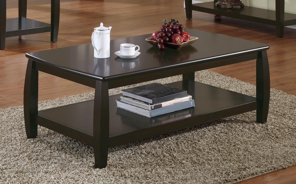 Dixon Espresso Rectangular Coffee Table with Lower Shelf - 701078 - Bien Home Furniture &amp; Electronics