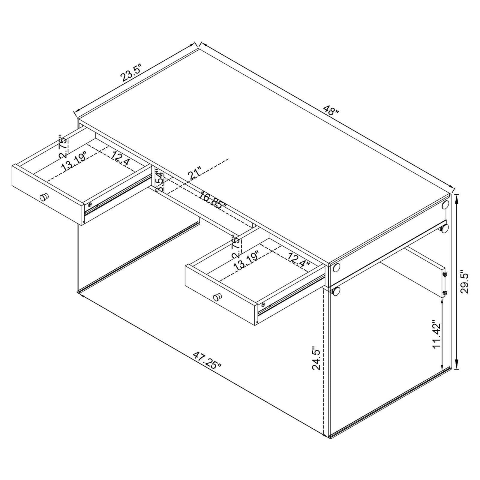 Dobrev Glossy White/Clear 2-Drawer Writing Desk - 800829 - Bien Home Furniture &amp; Electronics