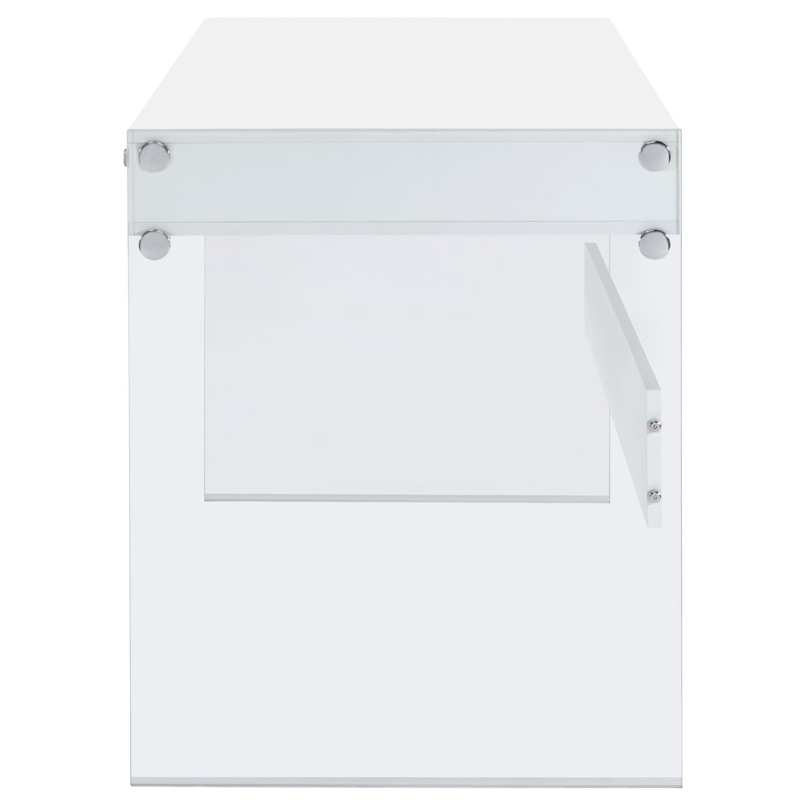 Dobrev Glossy White/Clear 2-Drawer Writing Desk - 800829 - Bien Home Furniture &amp; Electronics