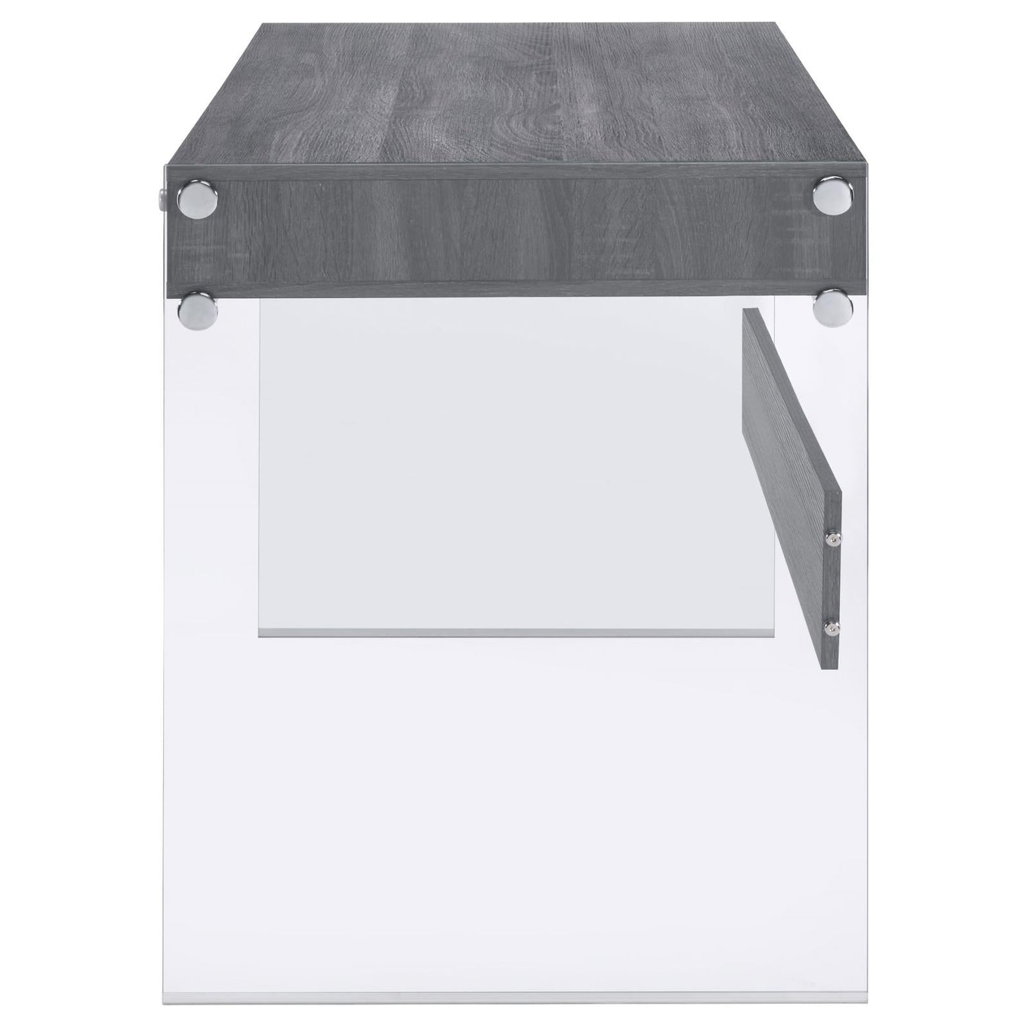 Dobrev Weathered Gray/Clear 2-Drawer Writing Desk - 800818 - Bien Home Furniture &amp; Electronics