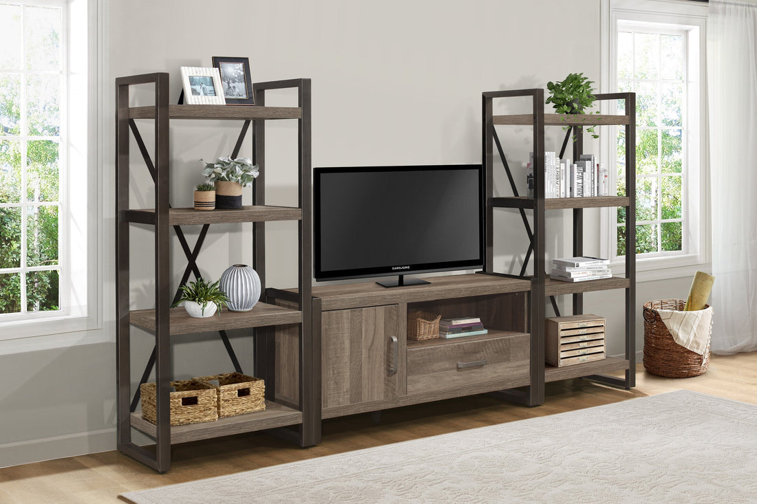 Dogue Brown/Gunmetal 4-Shelf Bookcase - 36060NM-16 - Bien Home Furniture &amp; Electronics