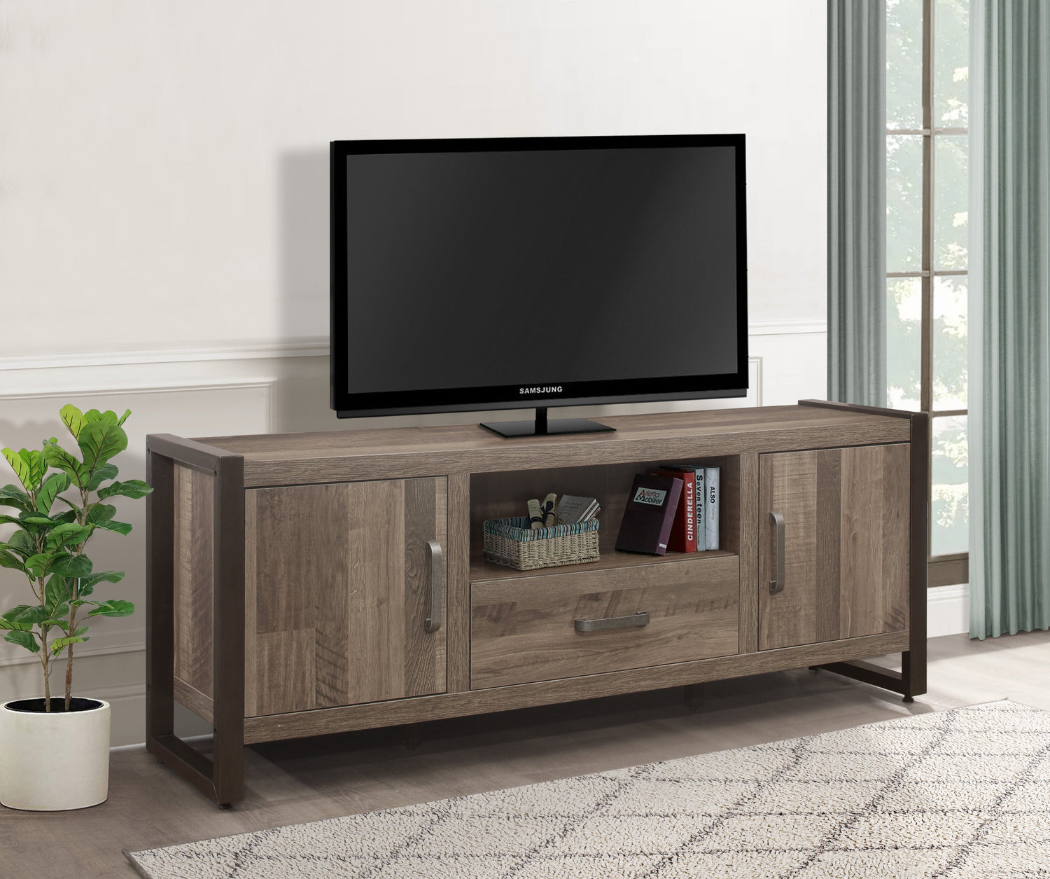 Dogue Brown/Gunmetal 63&quot; TV Stand - 36060NM-63T - Bien Home Furniture &amp; Electronics