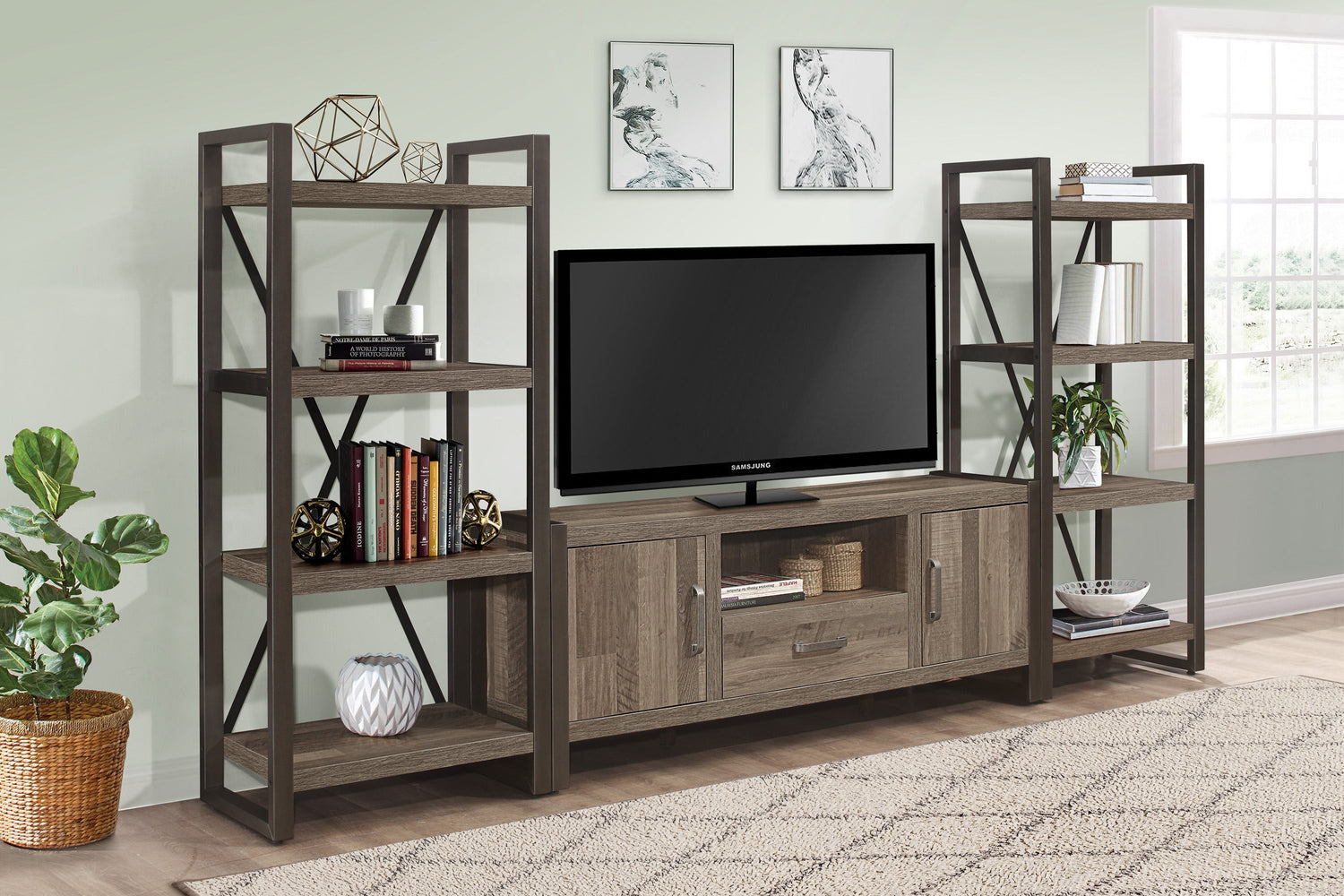Dogue Brown/Gunmetal 63&quot; TV Stand - 36060NM-63T - Bien Home Furniture &amp; Electronics