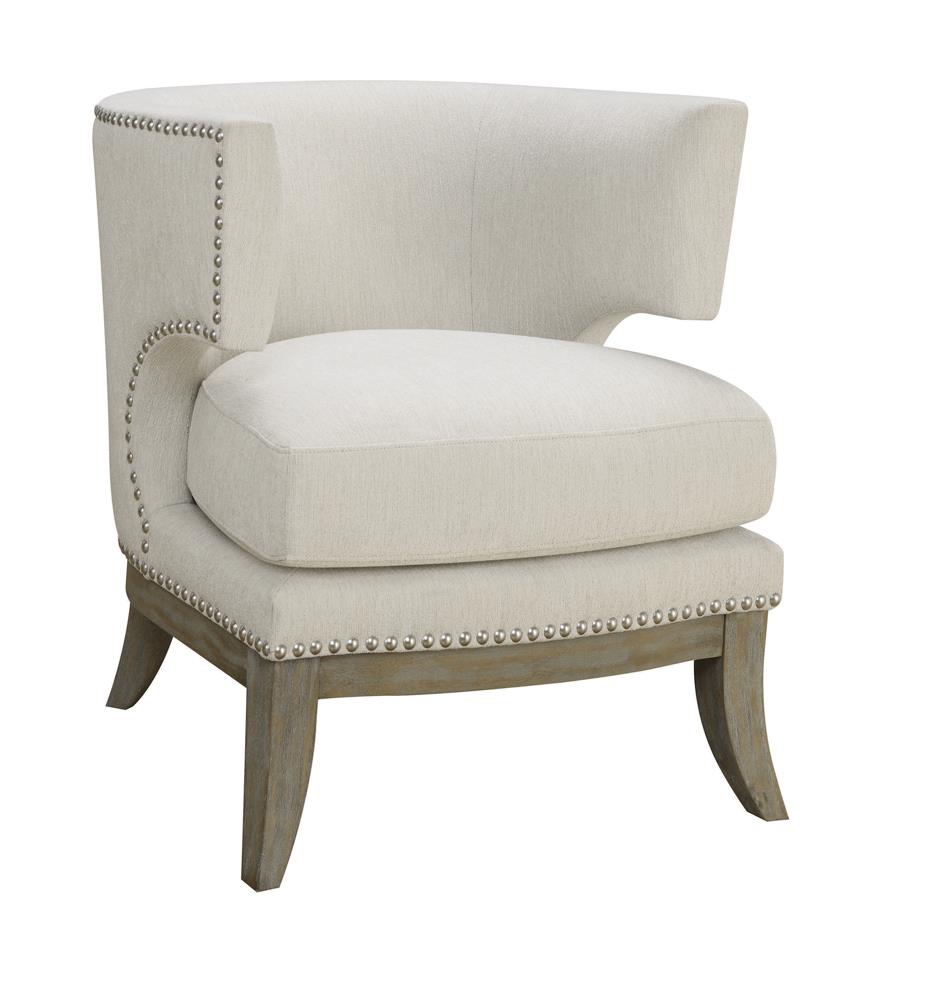 Dominic White/Weathered Gray Barrel Back Accent Chair - 902559 - Bien Home Furniture &amp; Electronics