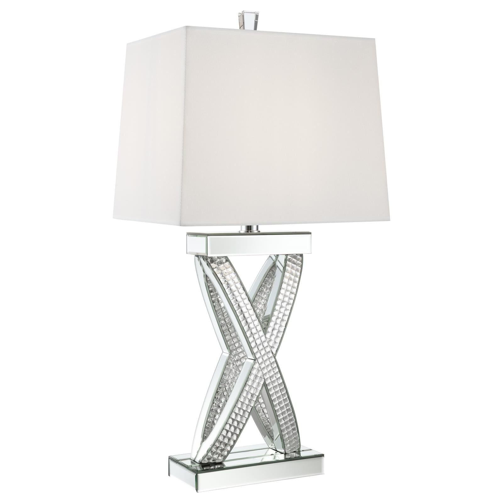 Dominick Table Lamp with Rectange Shade White/Mirror - 923289 - Bien Home Furniture &amp; Electronics