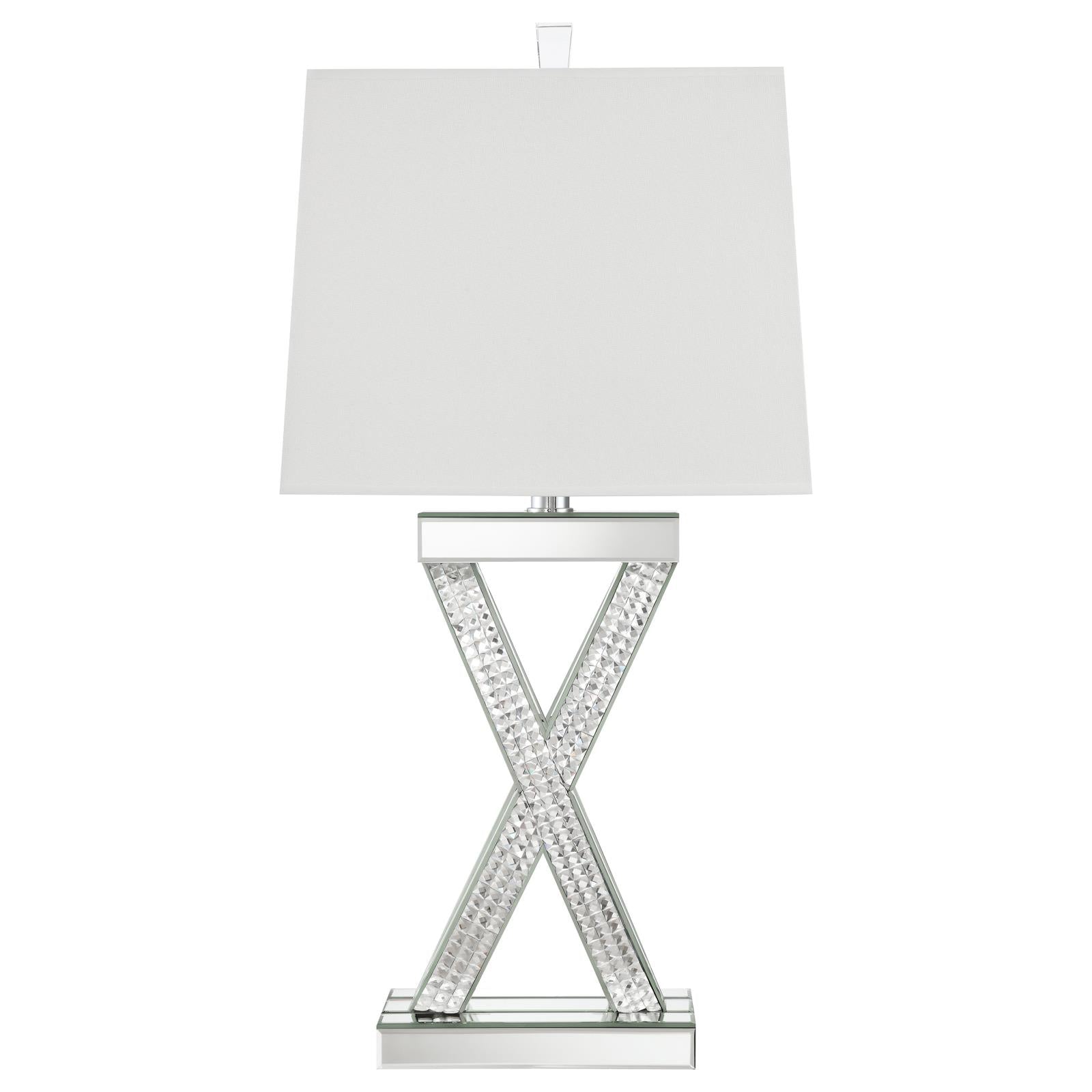 Dominick Table Lamp with Rectange Shade White/Mirror - 923289 - Bien Home Furniture &amp; Electronics