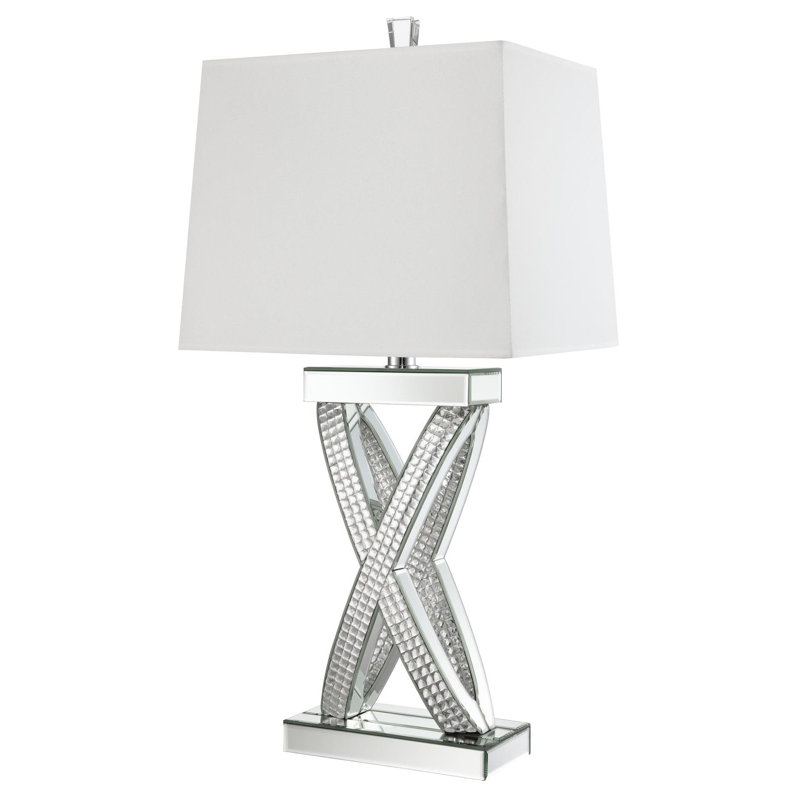 Dominick Table Lamp with Rectange Shade White/Mirror - 923289 - Bien Home Furniture &amp; Electronics