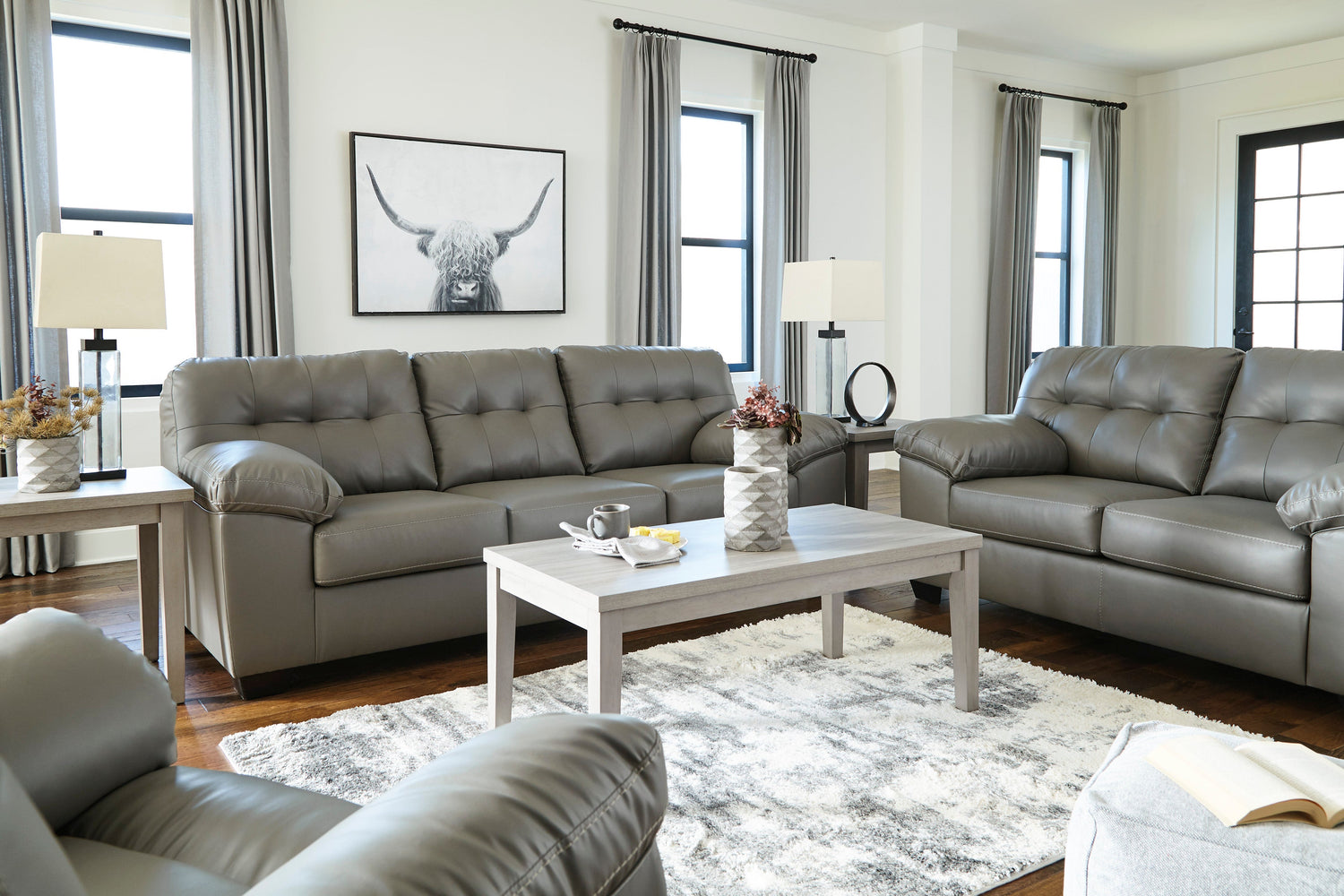Donlen Gray Living Room Set - SET | 5970238 | 5970235 - Bien Home Furniture &amp; Electronics