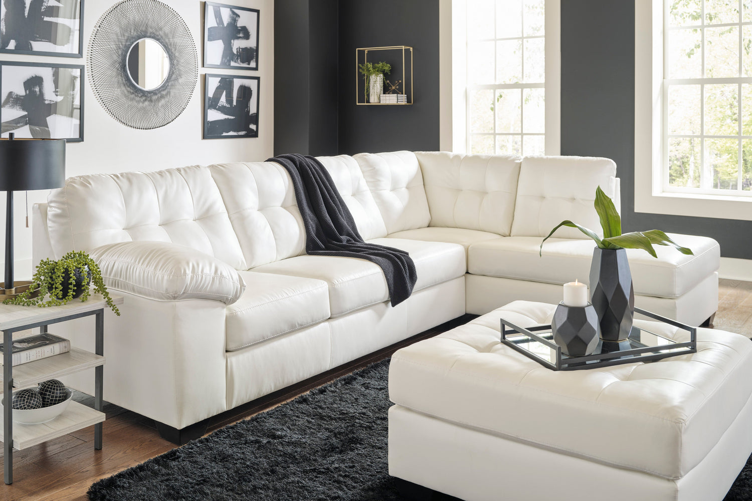Donlen White RAF Sectional - SET | 5970317 | 5970366 - Bien Home Furniture &amp; Electronics