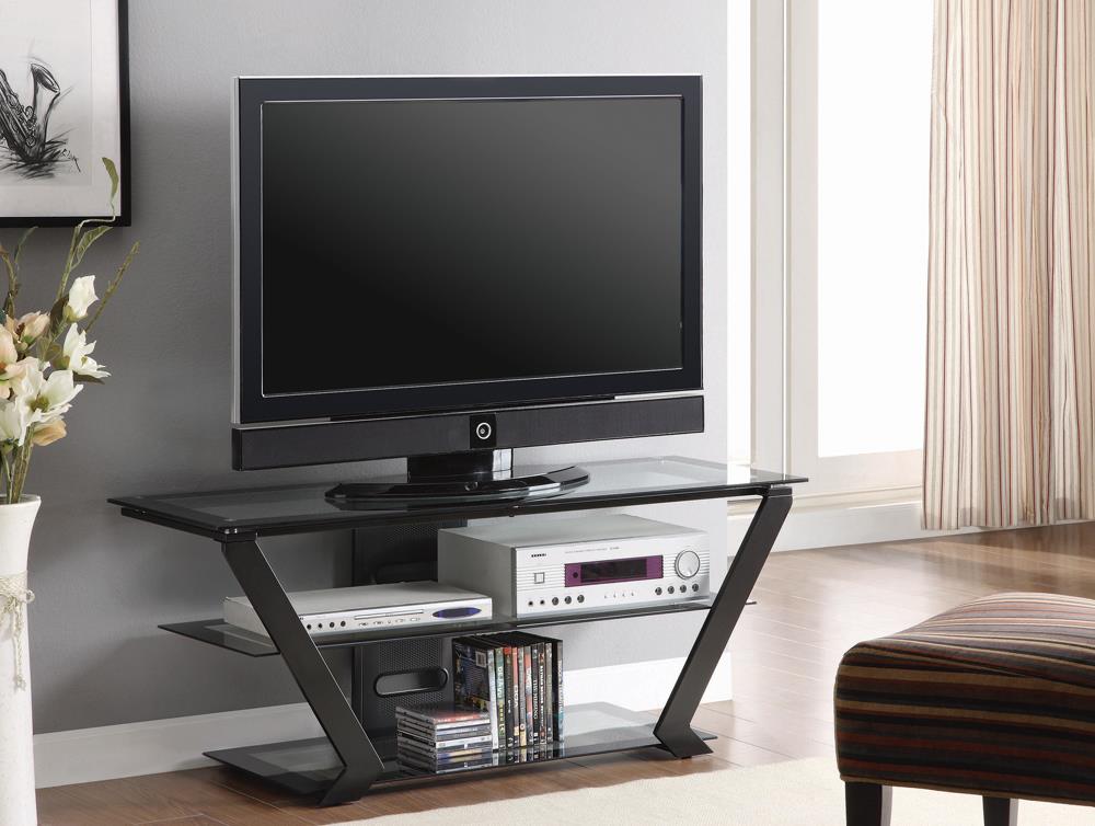 Donlyn 2-Tier TV Console Black - 701370 - Bien Home Furniture &amp; Electronics