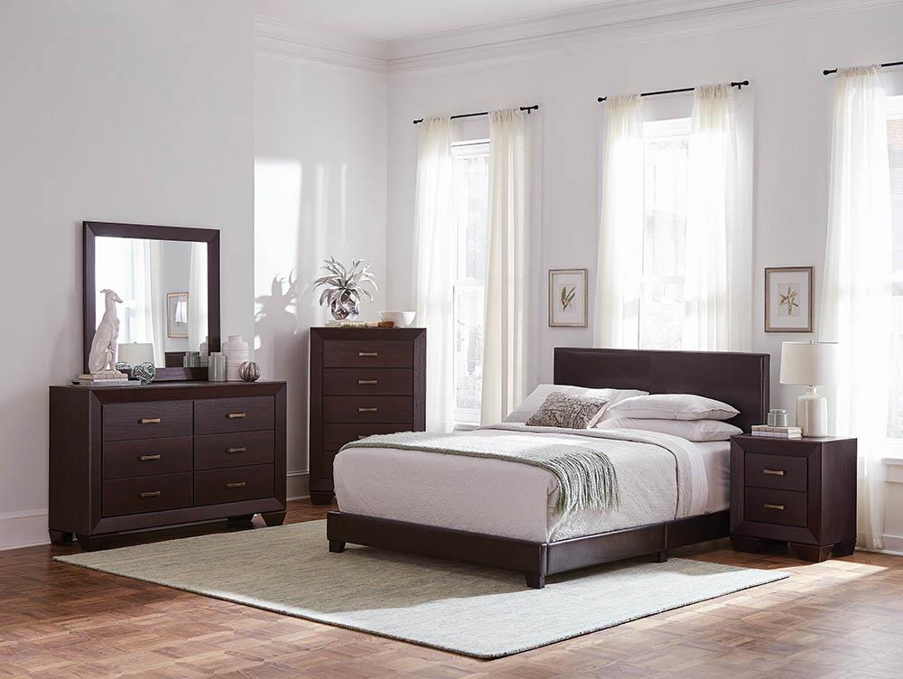 Dorian Upholstered Eastern King Bed Brown - 300762KE - Bien Home Furniture &amp; Electronics