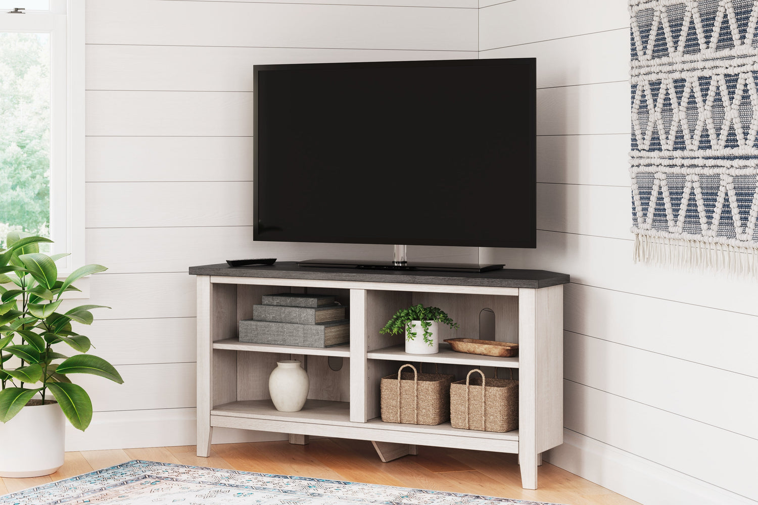 Dorrinson Mueble esquinero bicolor para TV - Bien Home Furniture &  Electronics