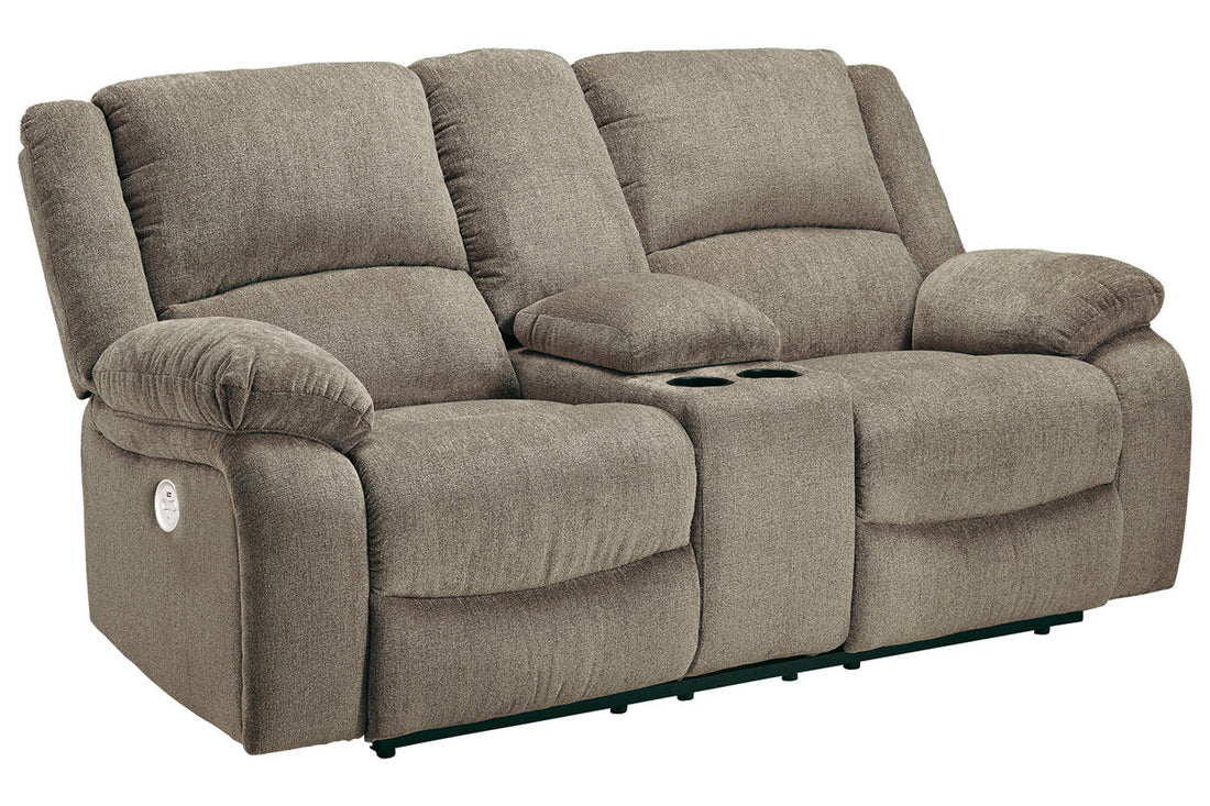 Draycoll Pewter Power Reclining Loveseat with Console - 7650596 - Bien Home Furniture &amp; Electronics