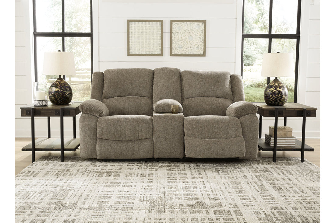 Draycoll Pewter Reclining Loveseat with Console - 7650594 - Bien Home Furniture &amp; Electronics