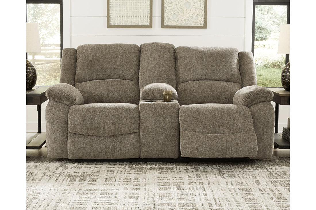 Draycoll Pewter Reclining Loveseat with Console - 7650594 - Bien Home Furniture &amp; Electronics