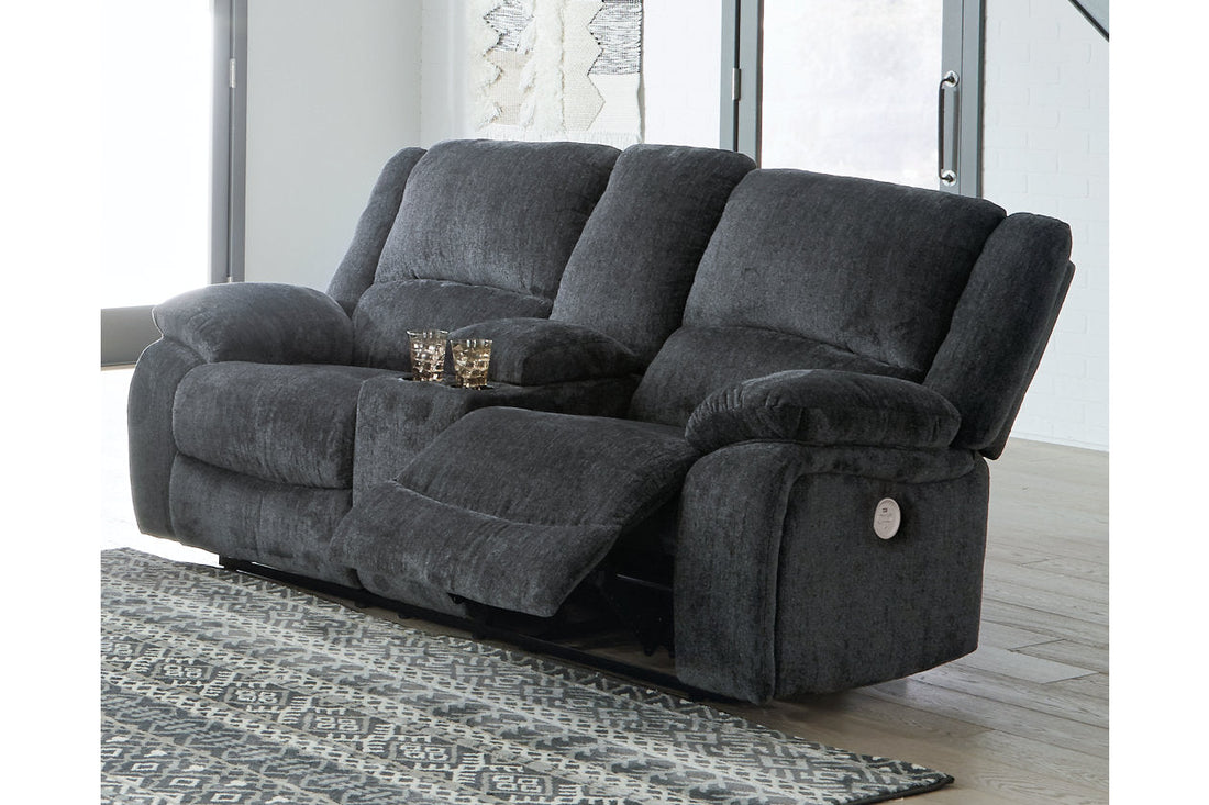 Draycoll Slate Power Reclining Loveseat with Console - 7650496 - Bien Home Furniture &amp; Electronics