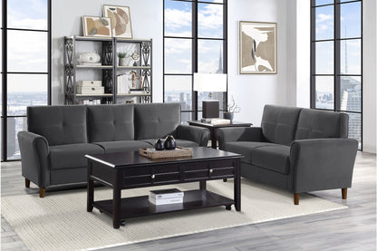 Dunleith Charcoal Gray Velvet Living Room Set - SET | 9348BUE-2 | 9348BUE-3 - Bien Home Furniture &amp; Electronics