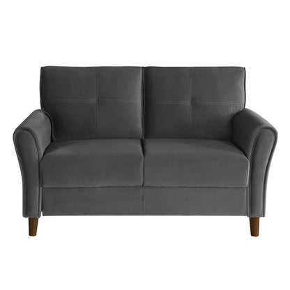 Dunleith Charcoal Gray Velvet Loveseat - 9348GRY-2 - Bien Home Furniture &amp; Electronics