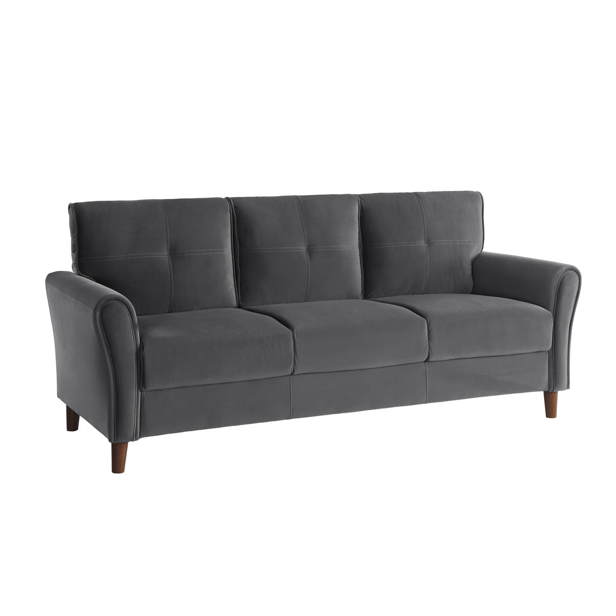 Dunleith Charcoal Gray Velvet Sofa - 9348GRY-3 - Bien Home Furniture &amp; Electronics