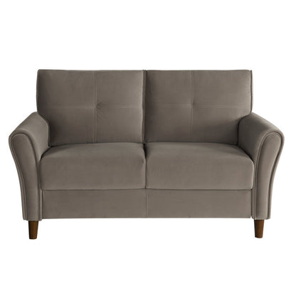 Dunleith Light Brown Velvet Loveseat - 9348BRW-2 - Bien Home Furniture &amp; Electronics