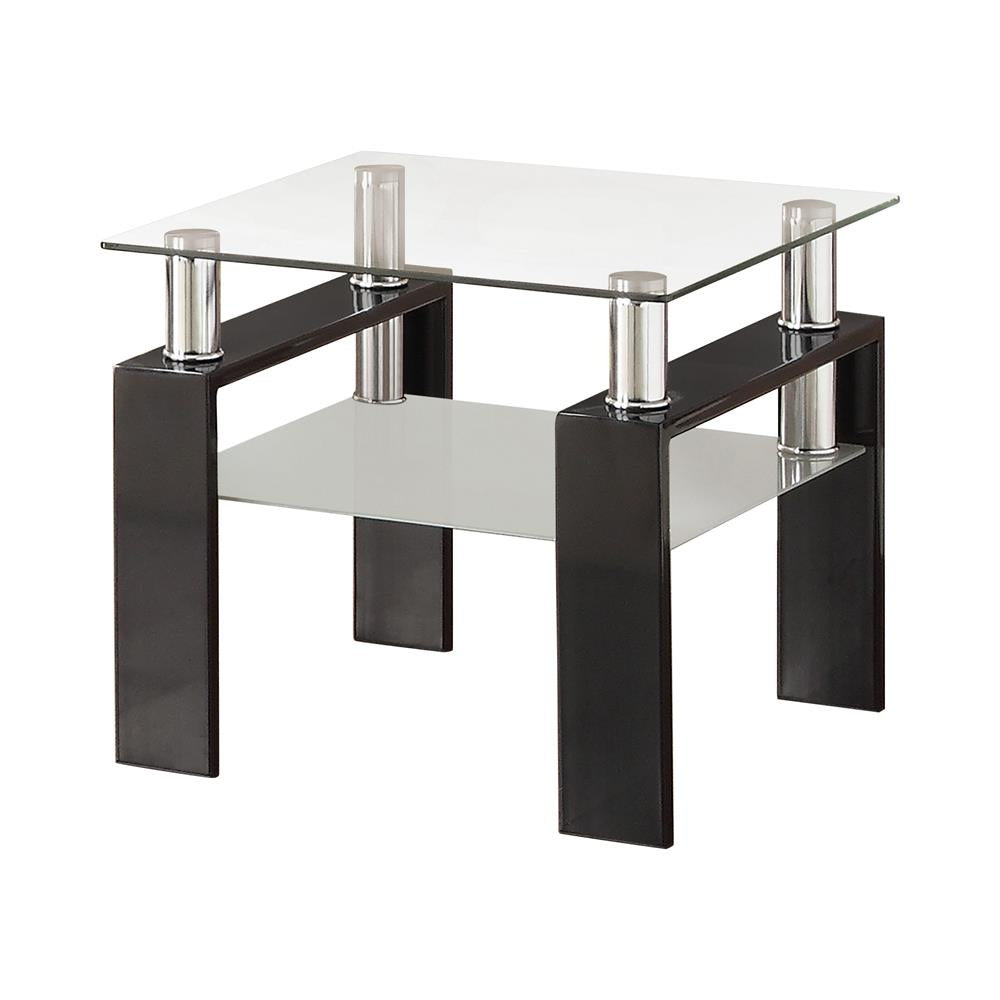 Dyer Tempered Glass End Table with Shelf Black - 702287 - Bien Home Furniture &amp; Electronics