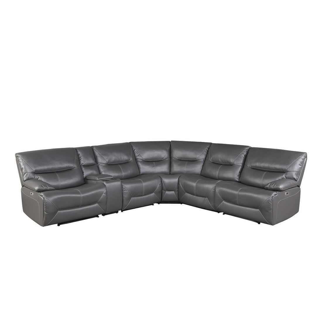 Dyersburg Gray 6-Piece Power Reclining Sectional - SET | 9579GRY-LRPW | 9579GRY-CN | 9579GRY-AC | 9579GRY-CR | 9579GRY-ARPW | 9579GRY-RRPW - Bien Home Furniture &amp; Electronics