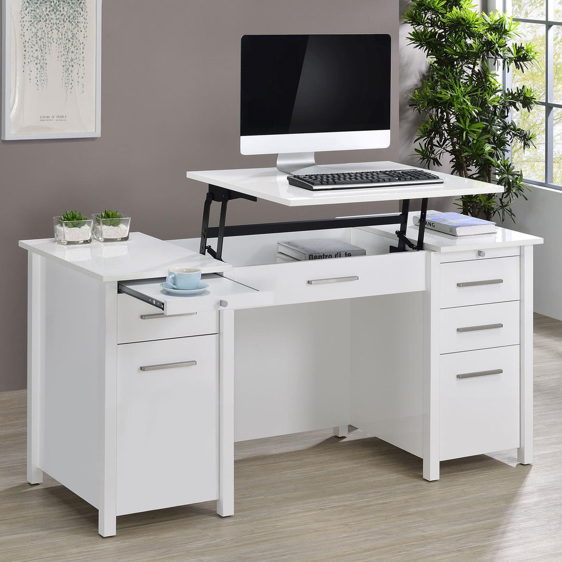 Dylan 4-Drawer Lift Top Office Desk - 801573 - Bien Home Furniture &amp; Electronics
